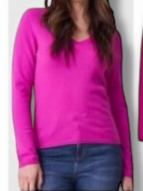 🥰PECK & PECK CASHMERE 2 PLY V NECK PINK SWEATER